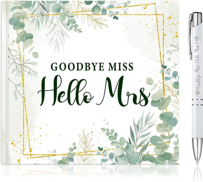 Hochzeit Gästebuch Goodbye Miss Hello Mrs Fotobuch JGA Eukalyptus Grün