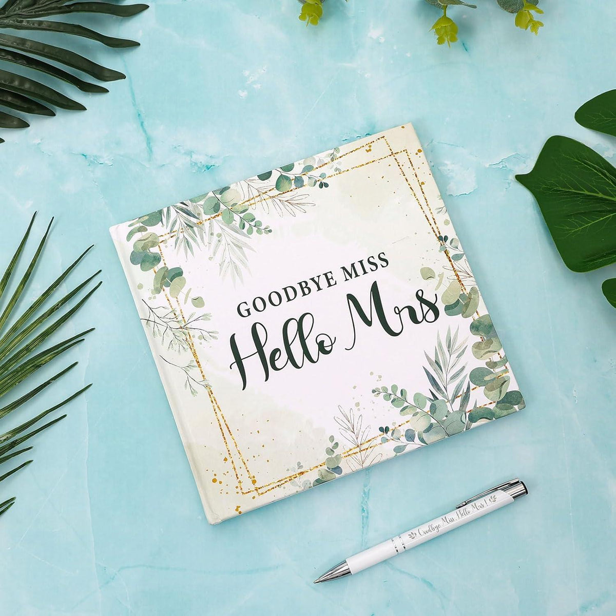 JGA Gästebuch Hochzeit Fotobuch Ratschlagbuch Eukalyptus Grün