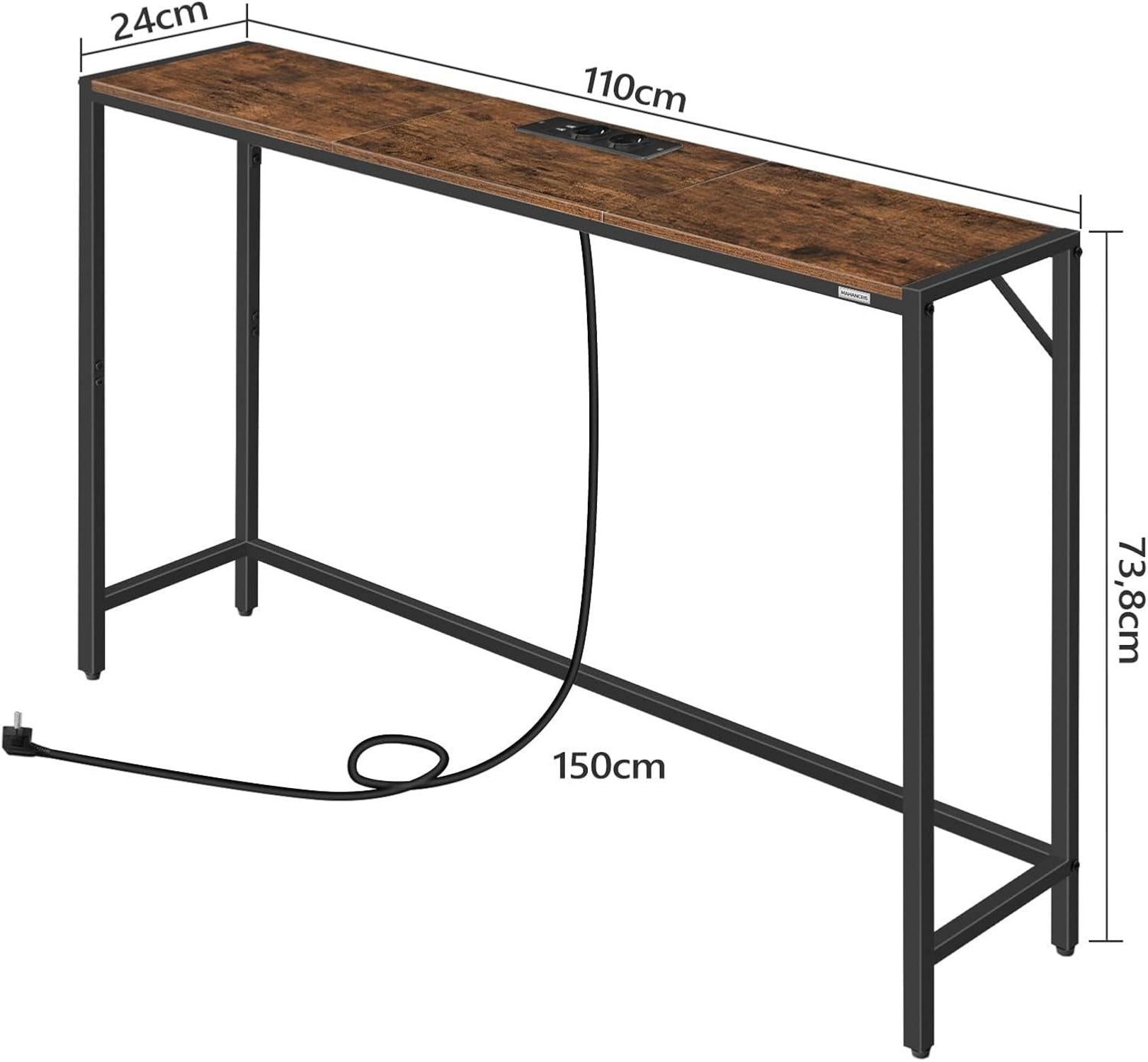 Schmaler Konsolentisch Couchtisch Flurtisch Braun Schwarz