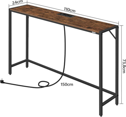 Schmaler Konsolentisch Couchtisch Flurtisch Braun Schwarz