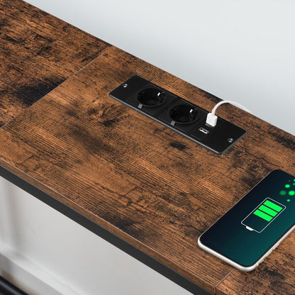 Schmaler Konsolentisch Schwarz/Braun mit USB-Anschlüssen