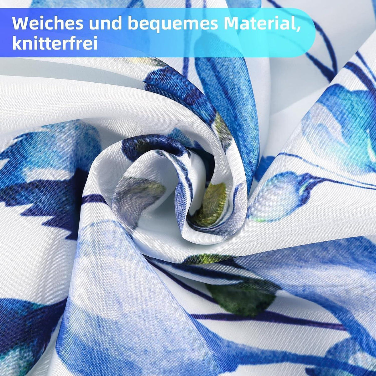 Duschvorhang Blau Pflanze 200x240cm Wasserdicht & Waschbar