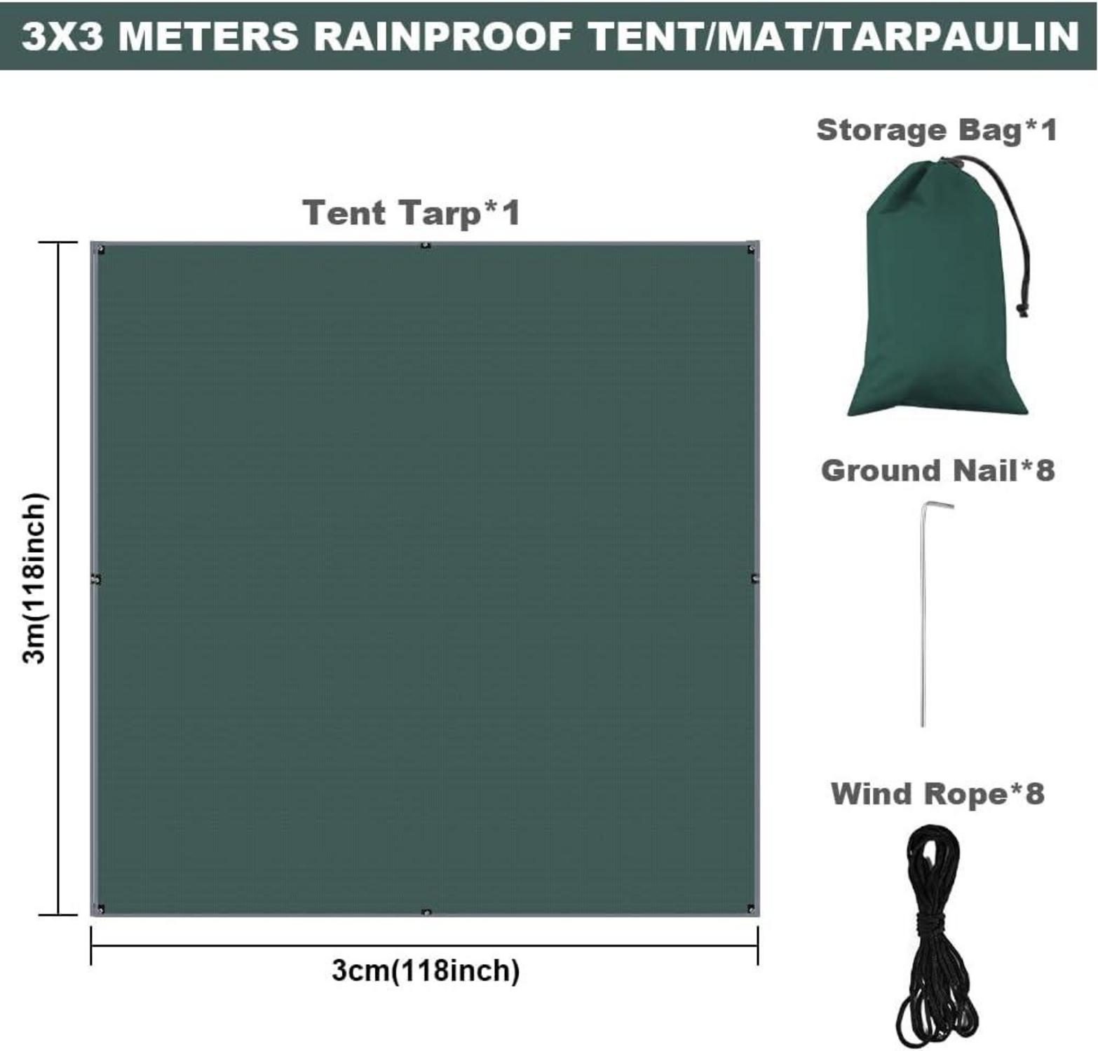 Flintronic Tarp 3x3m Ultraleicht Wasserdicht Sonnensegel