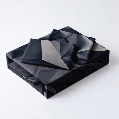 3D Geometrie Bettwäsche Set 135x200cm Grau Schwarz Mikrofaser
