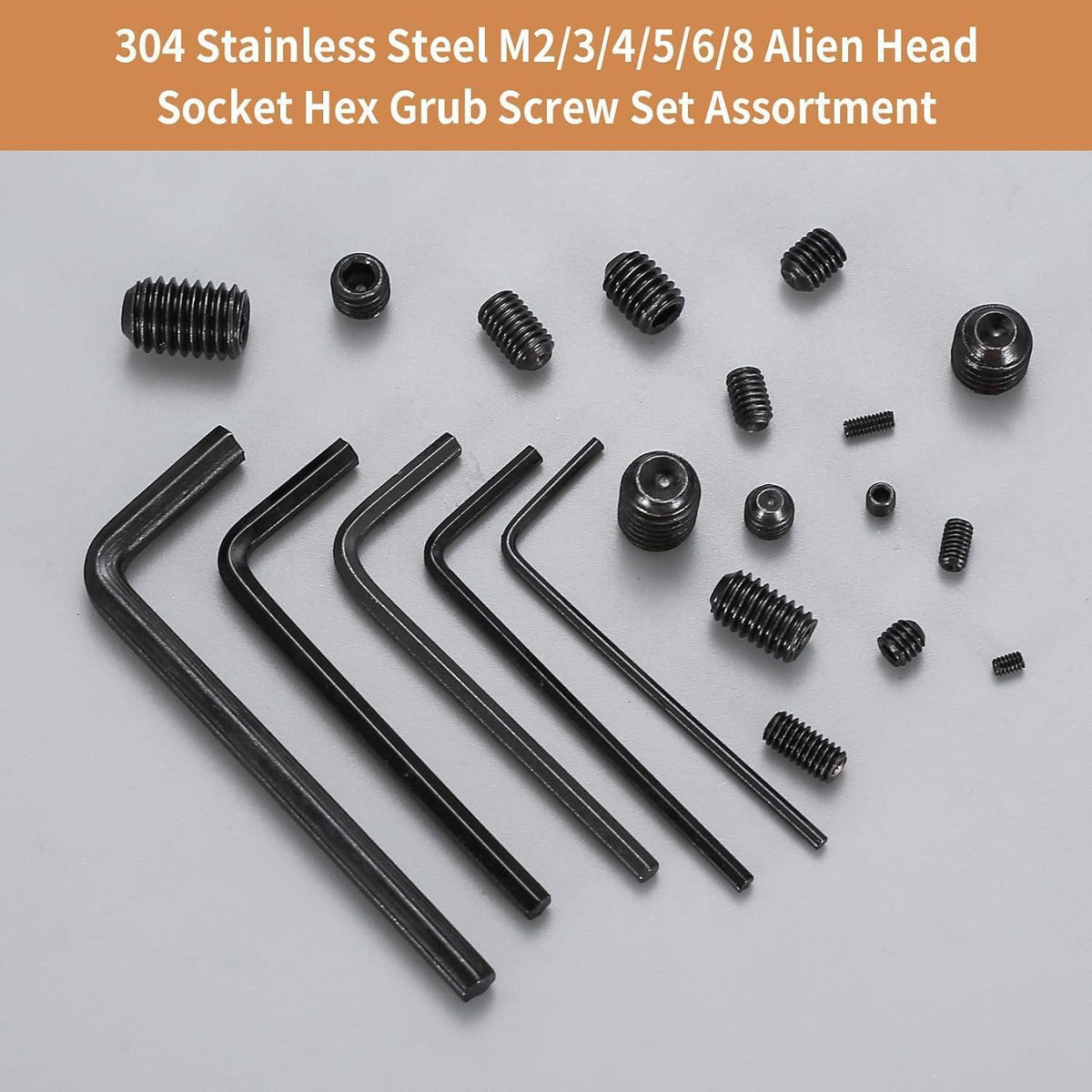 Madenschrauben Set 540tlg. Innensechskant M2-M8 Edelstahl schwarz