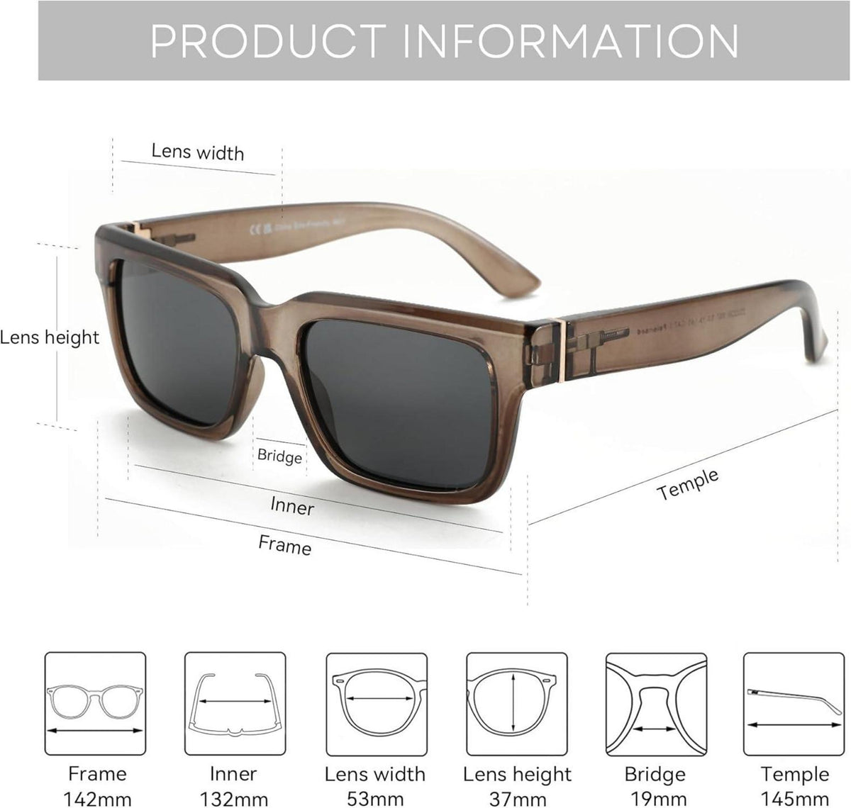 ZENOTTIC Polarisierte Sonnenbrille UV400 Schutz 53mm Gläserbreite