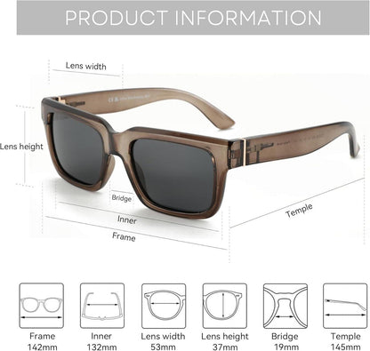 ZENOTTIC Polarisierte Sonnenbrille UV400 Schutz 53mm Gläserbreite