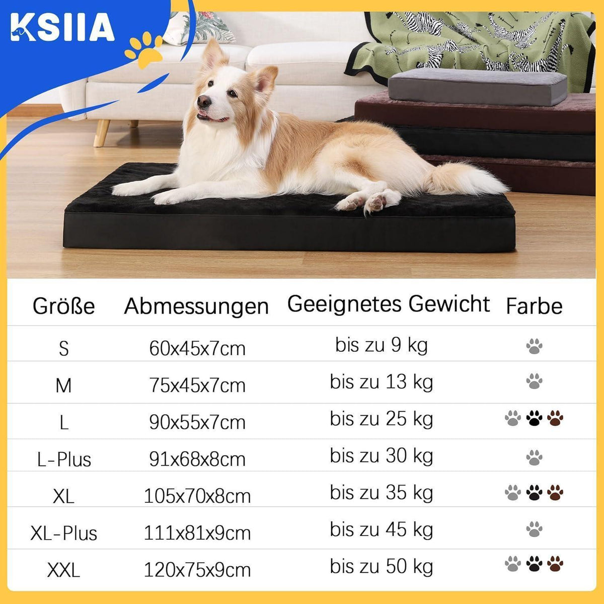 Orthopädisches Hundebett XXL, waschbar, mit abnehmbarem Bezug