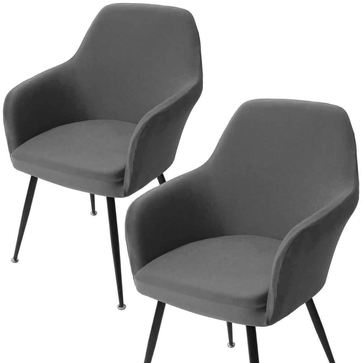 Stretch Stuhlhussen 2er Set – Grau, für Esszimmer & Büro