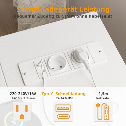 BEXEVUE Schreibtisch L-Form mit Steckdosen, Stauraum, USB & Typ C Steckdosenleiste