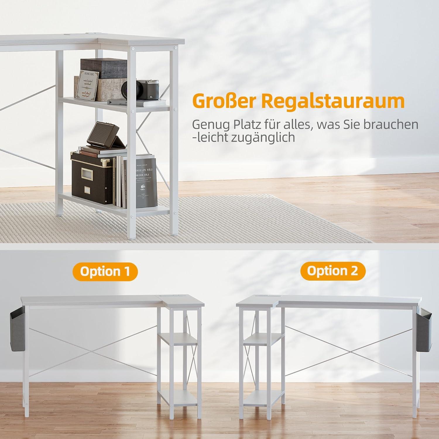 L-förmiger Schreibtisch 100x70cm mit USB & Typ C