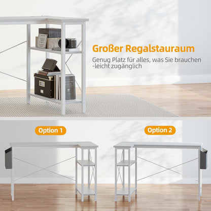 L-förmiger Schreibtisch 100x70cm mit USB & Typ C