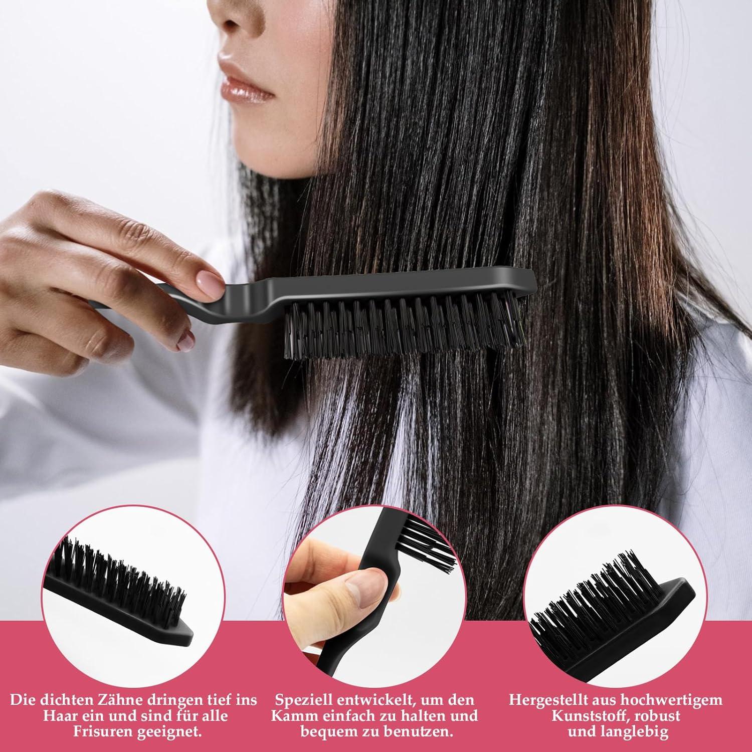 5er Sleek Bun Bürste Set Clips Kamm Haarbürste Rattenschwanz Zopf Rosa