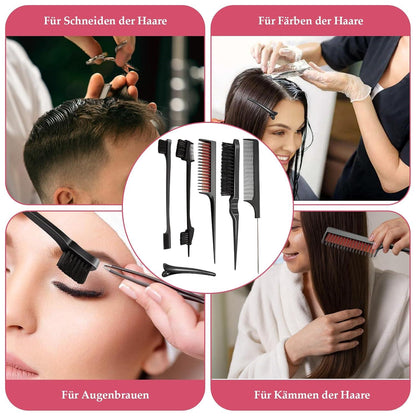 5er Sleek Bun Bürste Set Clips Kamm Haarbürste Rattenschwanz Zopf Rosa