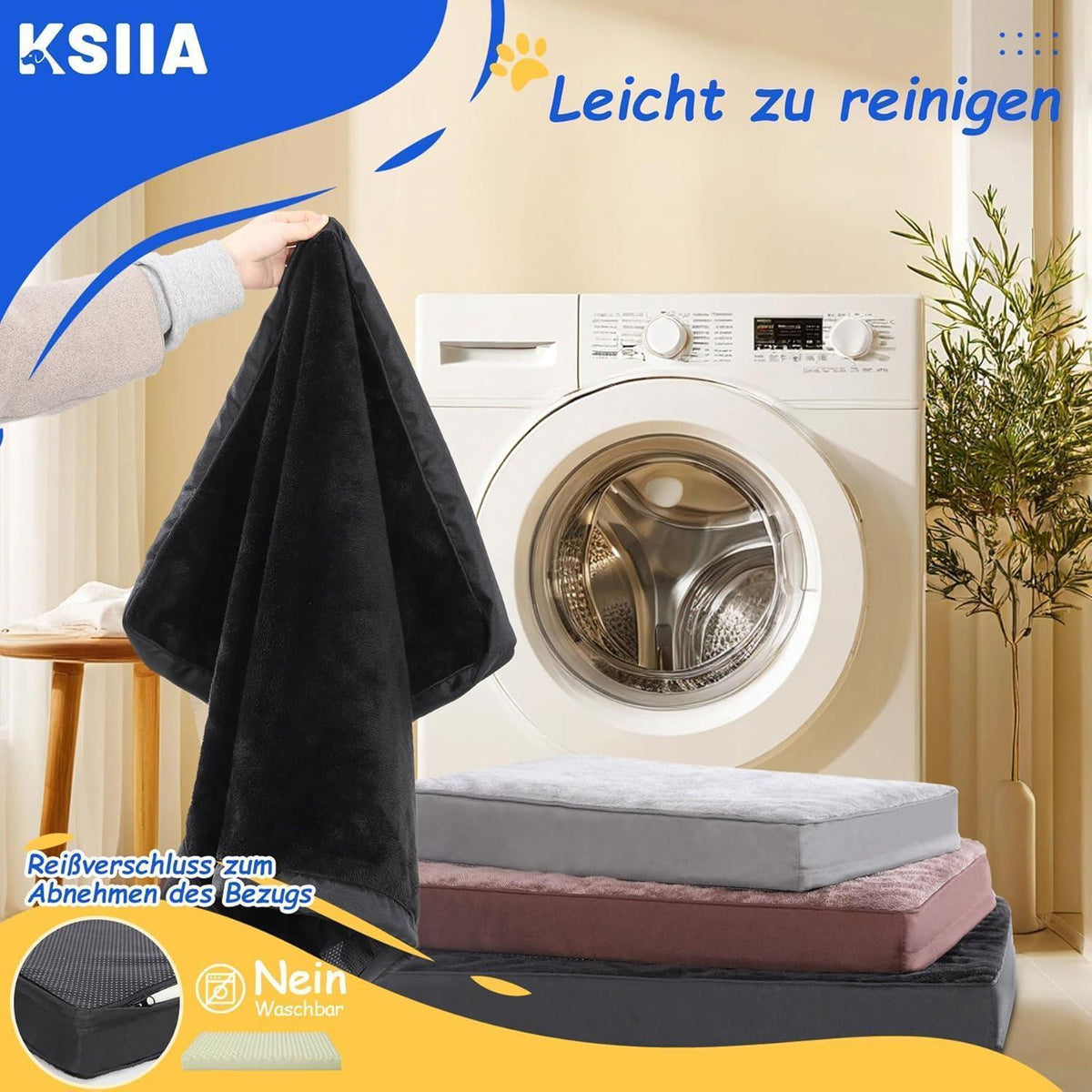 Orthopädisches Hundebett mit abnehmbarem Bezug, waschbar, L