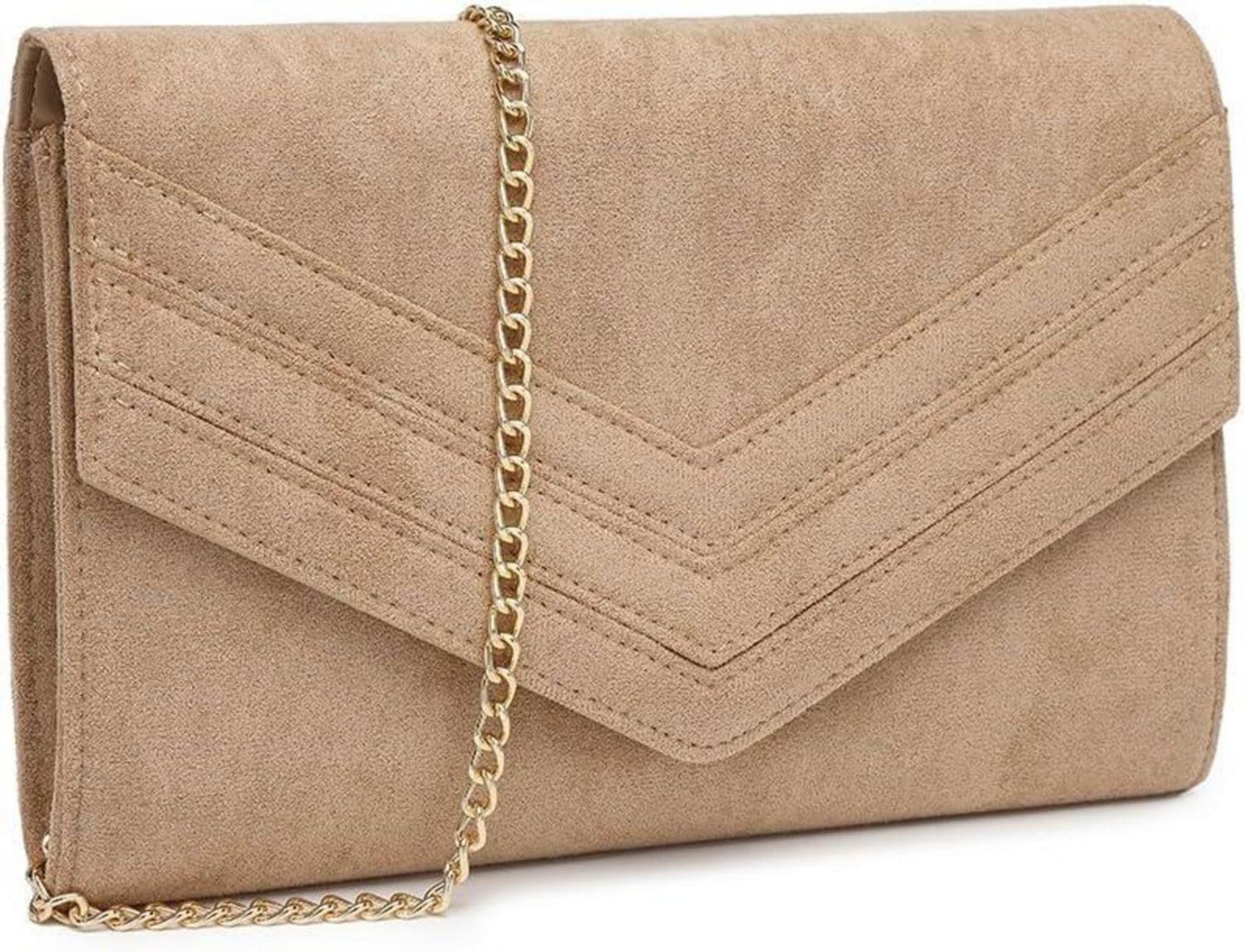 Elegante Miss Lulu Clutch Abendtasche mit Kette - Schwarz/Rosa