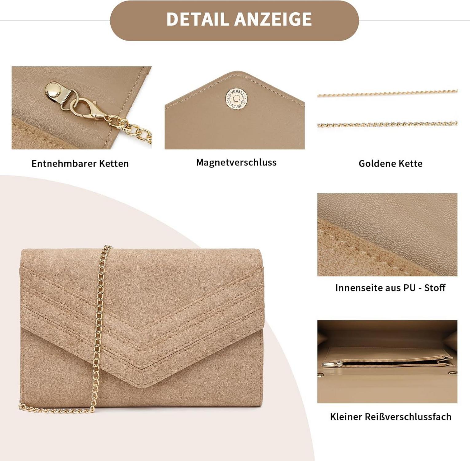 Damen Clutch Abendtasche Elegant Umschlag Tasche Chain Hochzeit Party