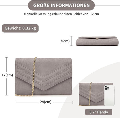 Miss Lulu Damen Clutch Abendtasche Elegant Schwarz Rosegold
