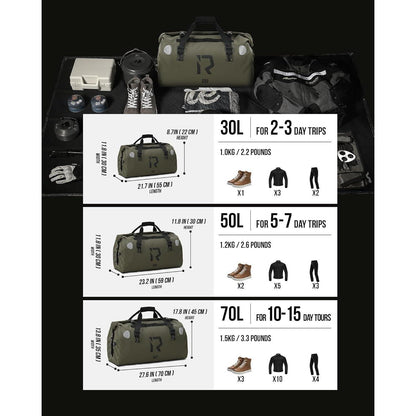 Motorrad Hecktasche 70L wasserdicht – Gepäckrolle für Touren