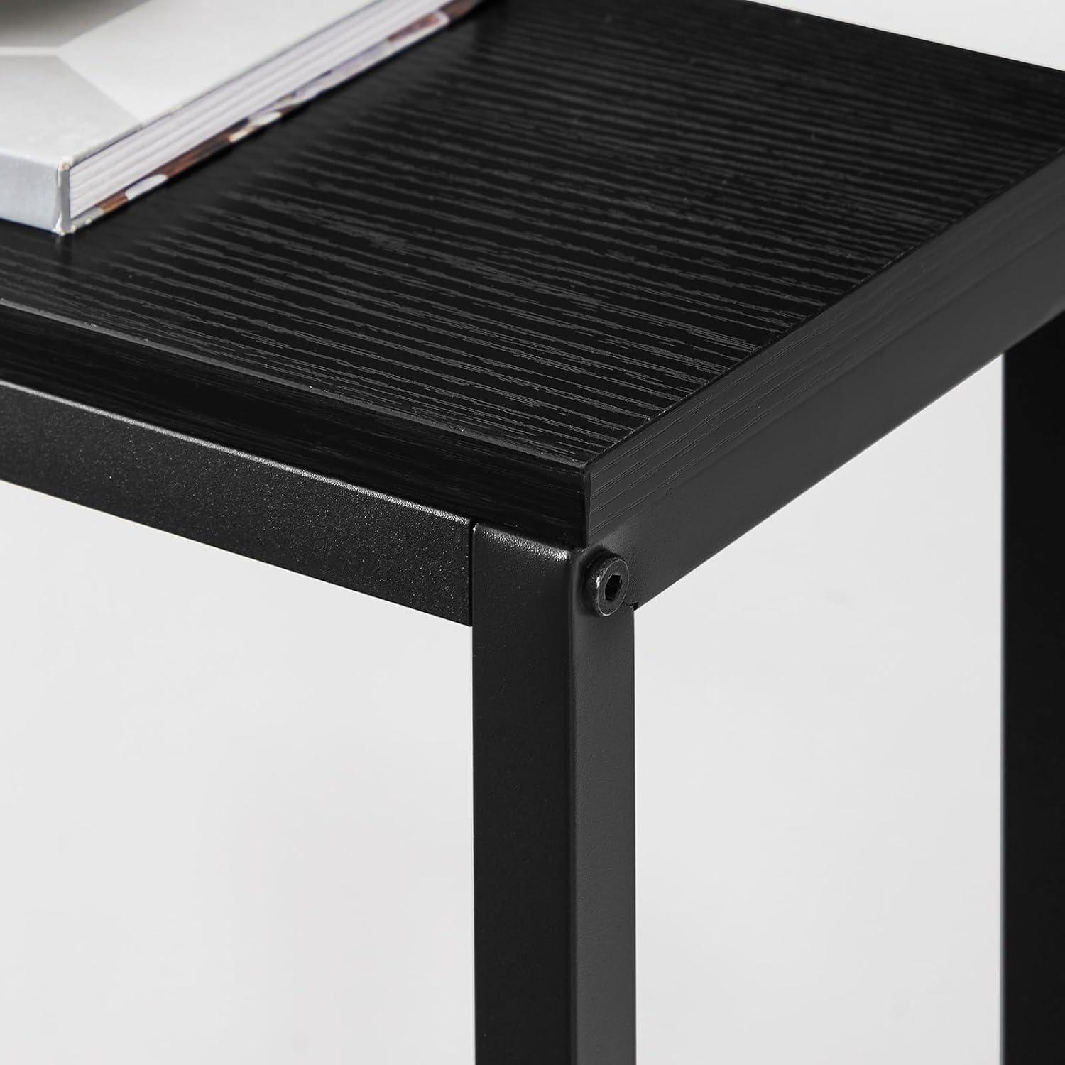 Schmaler Konsolentisch mit Ladestation 160 cm Schwarz USB-Anschlüssen