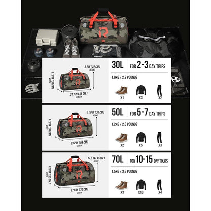 Motorrad Hecktasche 70L wasserdicht mit Rolltop