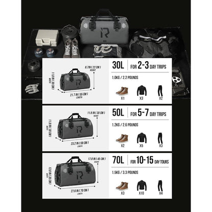 Motorrad Hecktasche 50L wasserdicht mit Rolltop