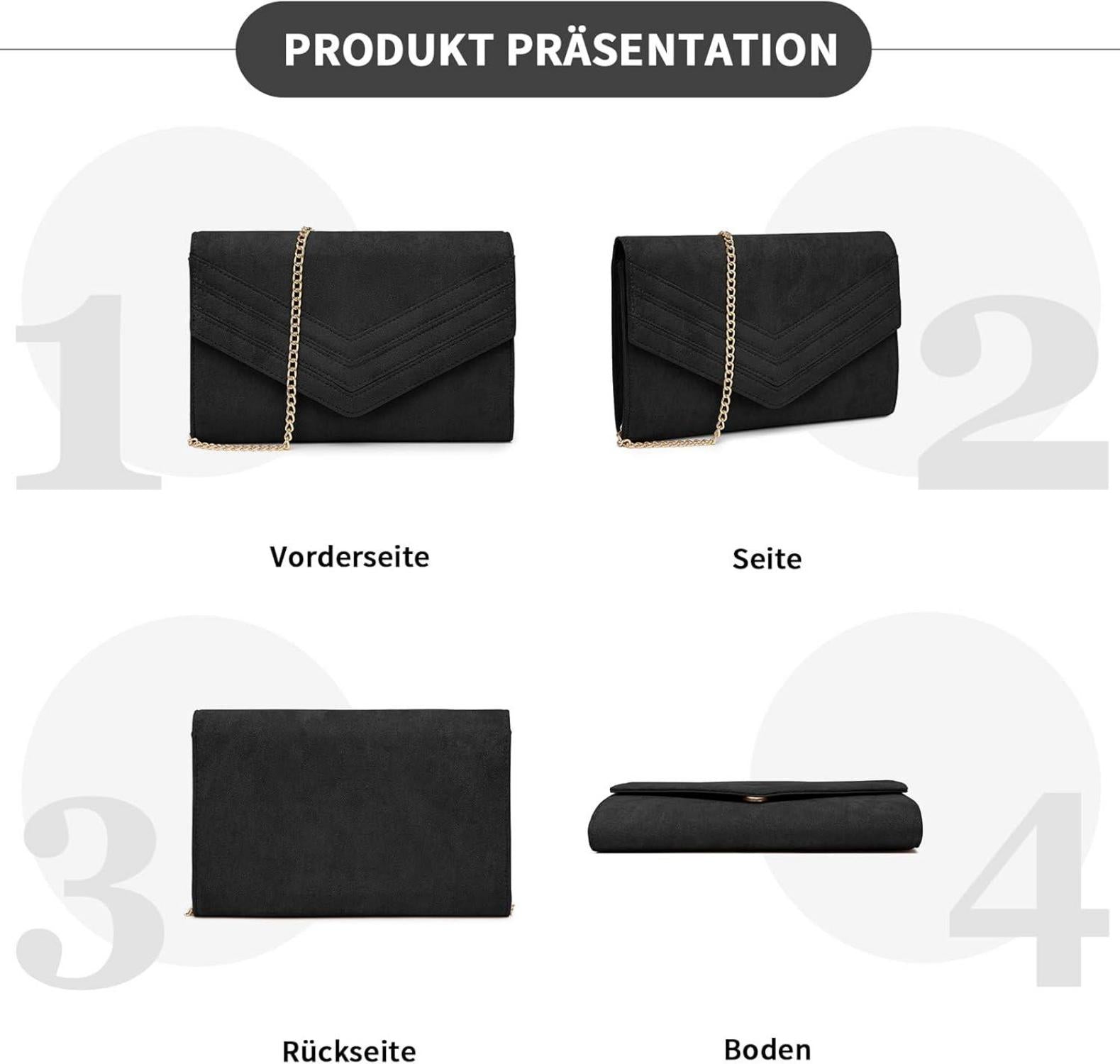 Clutch Elegant Abendtasche Brauttasche mit Kette für Hochzeit