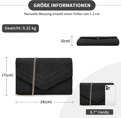 Miss Lulu Damen Clutch Elegant Umschlag Abendtasche mit Kette