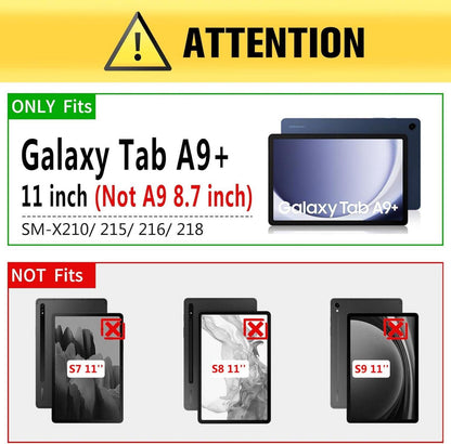 DLveer Hülle für Samsung Galaxy Tab A9+ 11 Zoll 2023 - Schwarz PU Leder+Soft TPU Ständer