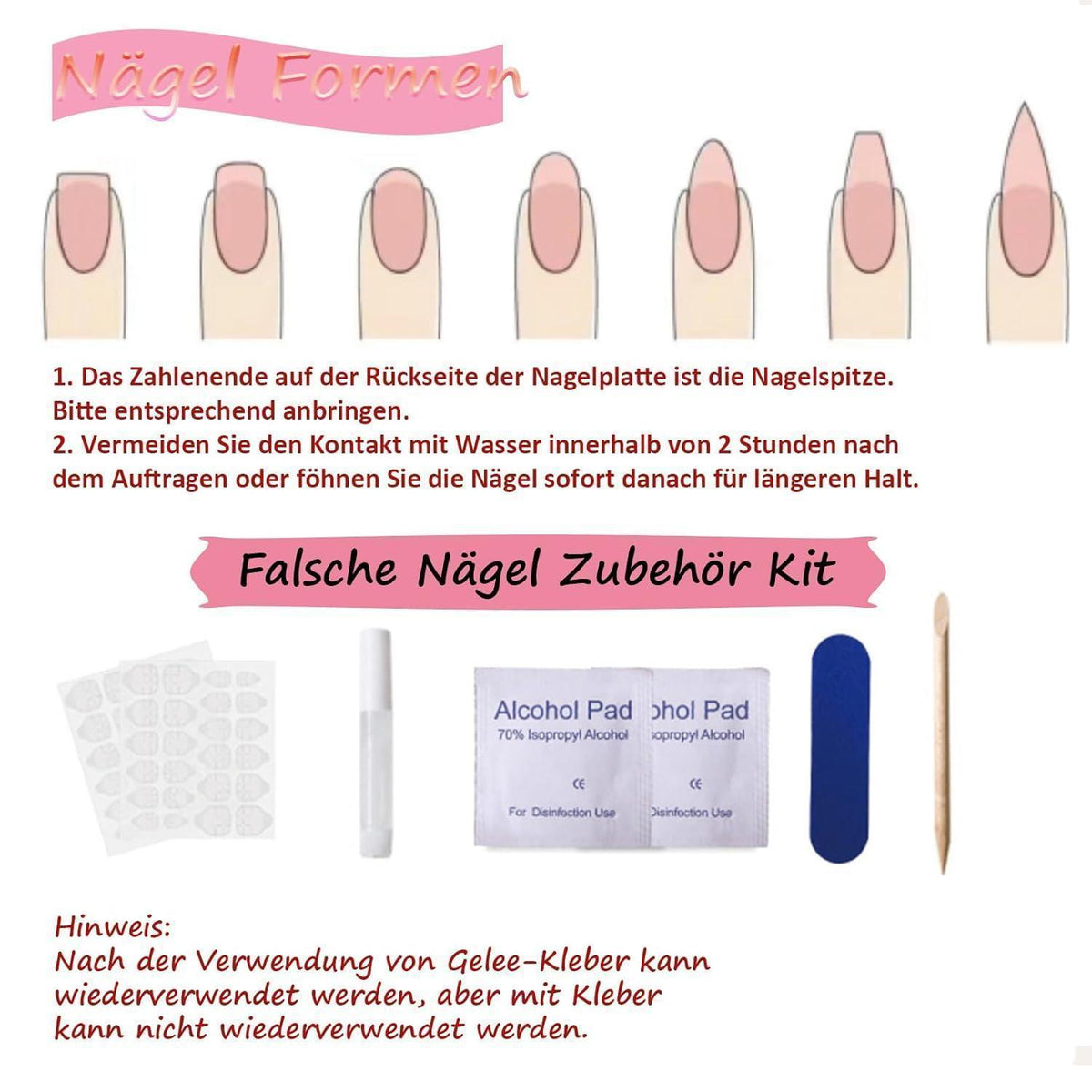 24er Set Kurze Glänzend Rote Press On Nails - Full Cover Künstliche Nägel