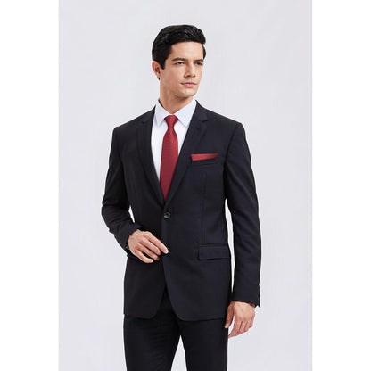Krawatten-Set Herren Unifarben mit Einstecktuch Rot