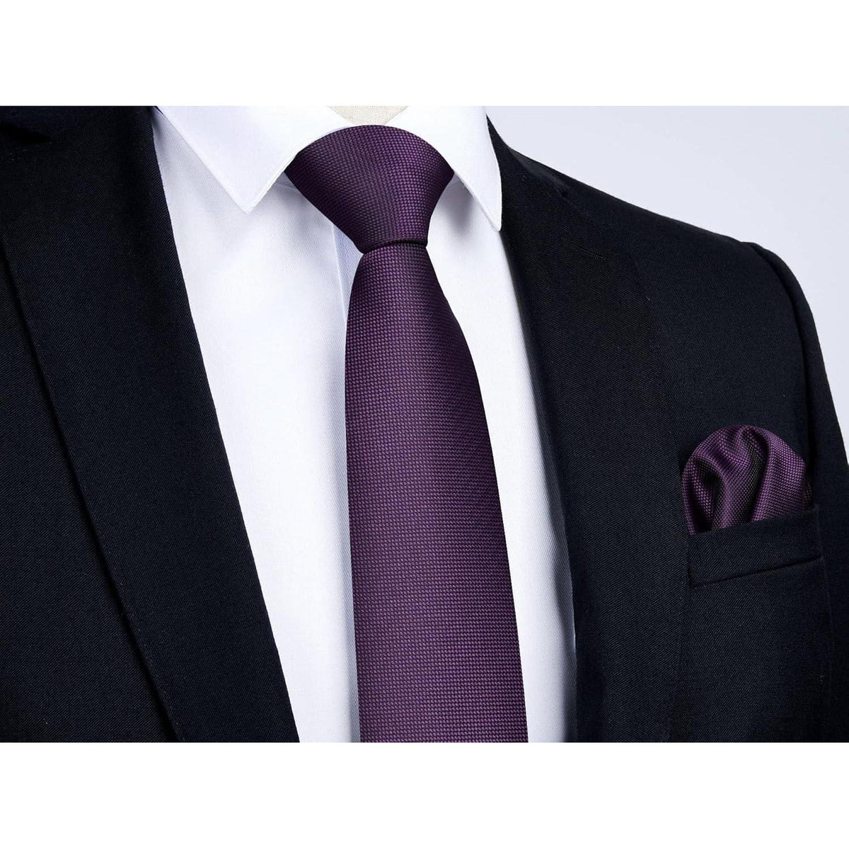 Krawatten-Set Herren Dunkellila mit Einstecktuch | Business & Hochzeit