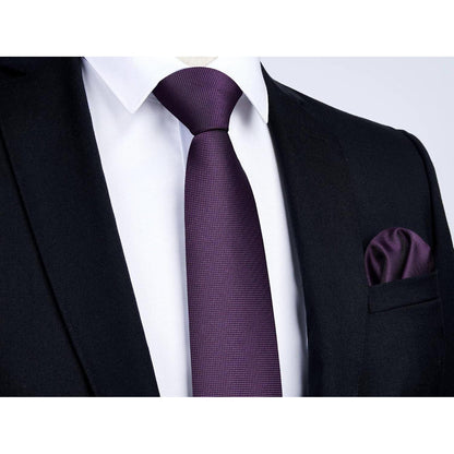 Krawatten-Set Herren Dunkellila mit Einstecktuch | Business & Hochzeit