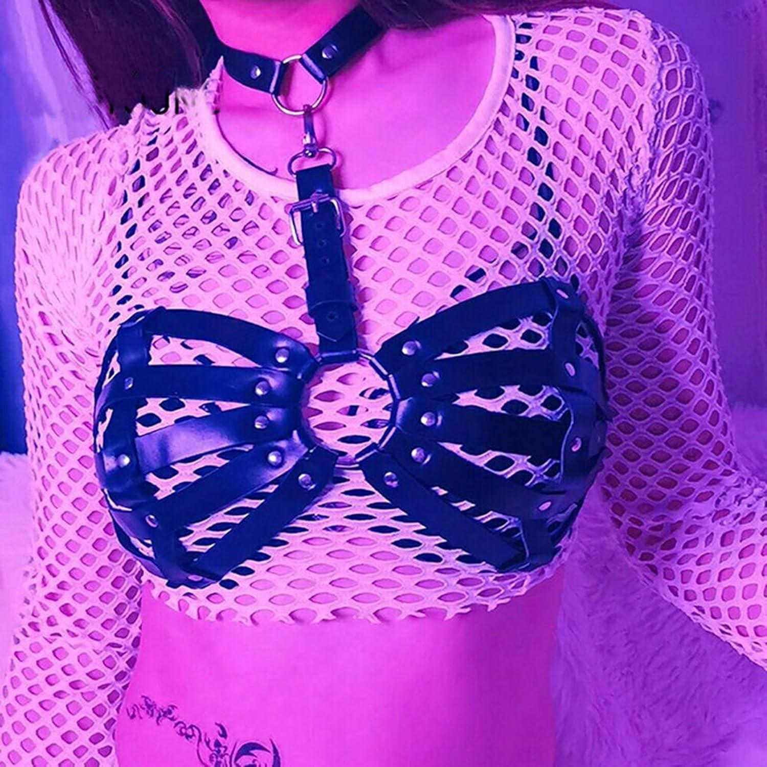 Damen Punk Body Harness Brustgurte Set Einstellbar, Gothic Bondage Dessous