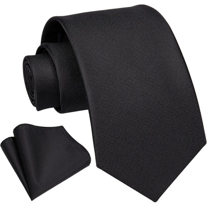 Herren Krawatten Set mit Einstecktuch, einfarbig, Business & Hochzeit