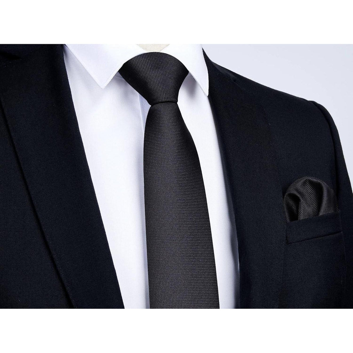 Herren Krawatten Set mit Einstecktuch, einfarbig, Business & Hochzeit