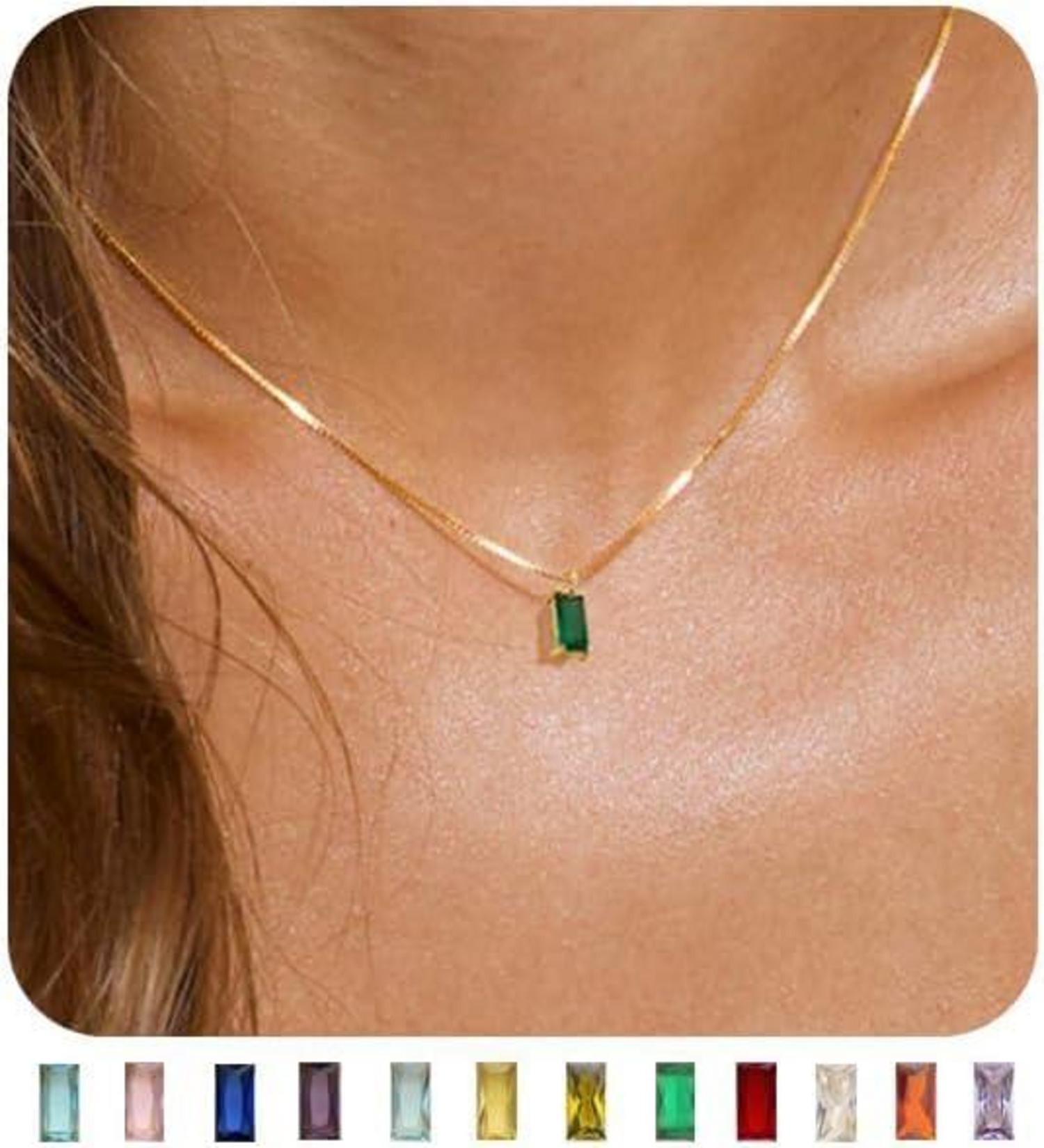 Geburtsstein Halskette 14K Vergoldet Schmuck Geschenk