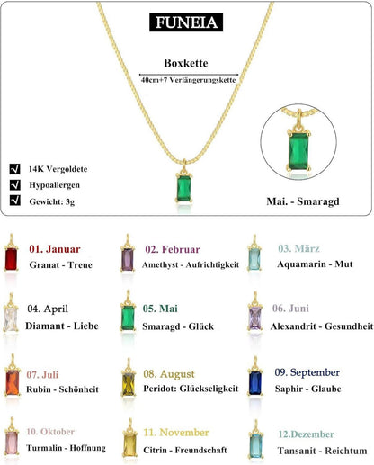 14K Vergoldete Geburtsstein Damen Halskette Gold Muttertag Valentinstag