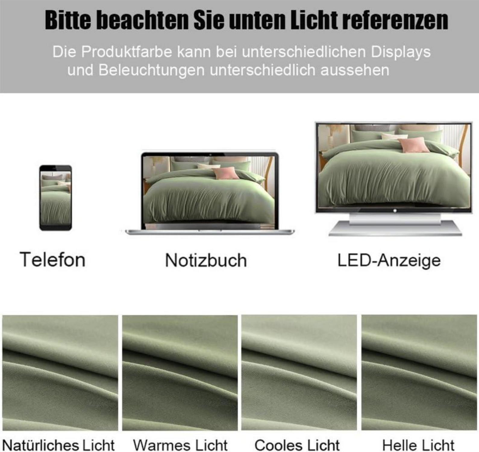 Soifox Bettwäsche 155x220 Salbeigrün Mikrofaser Bügelfrei 2tlg. Set