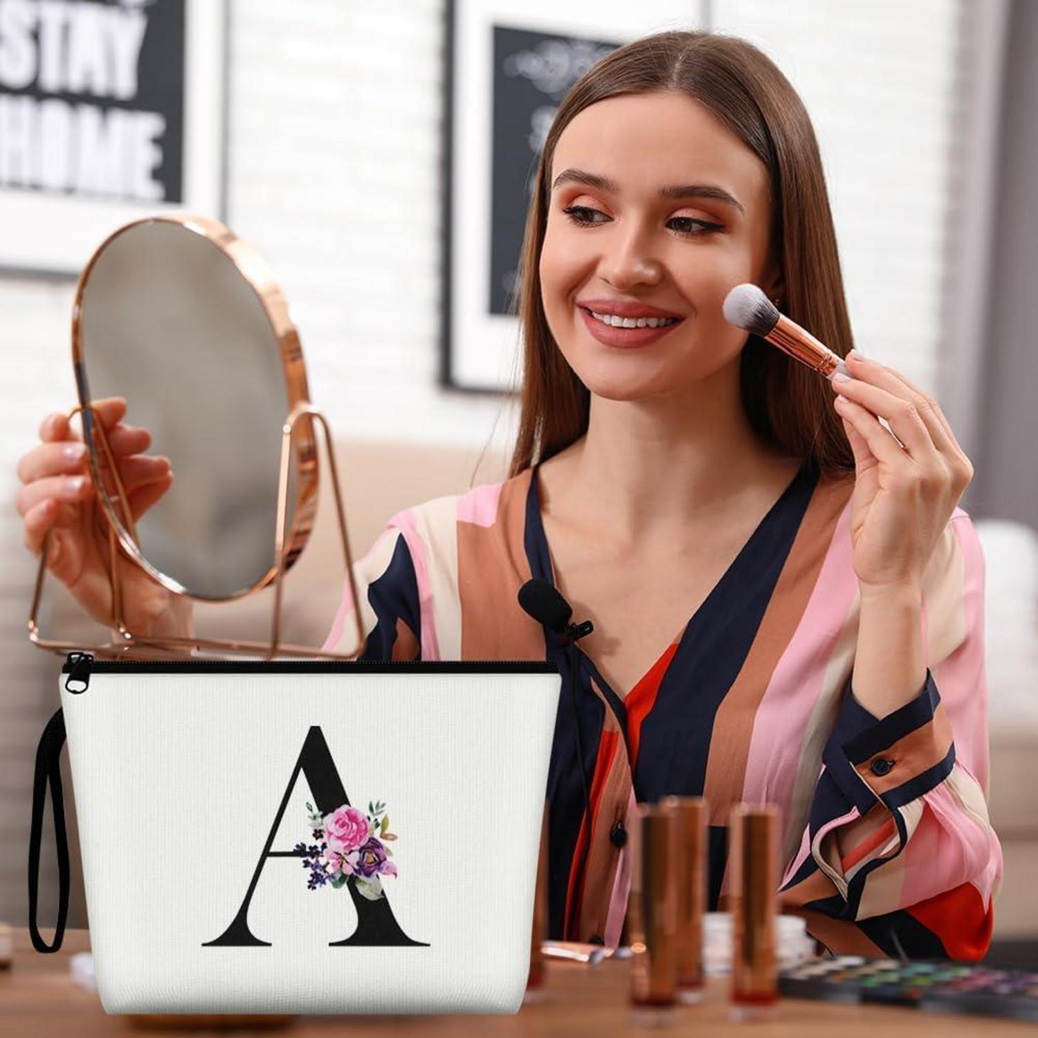 Damen Leinwand Kosmetiktasche Make-up Organizer Große Kapazität