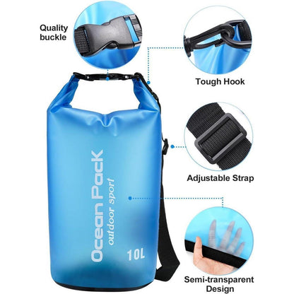 Wasserdichte Tasche 20L/10L/5L/2L mit Schultergurt Himmelblau