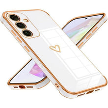 Handyhülle Samsung Galaxy A35 5G mit Herzmuster, galvanisiert, weiß