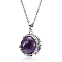 Schmuckstein Kette mit Kugelanhänger Amethyst/Rosenquarz/Bergkristall