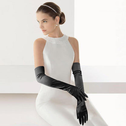 Elegante lange Satin-Handschuhe für Damen