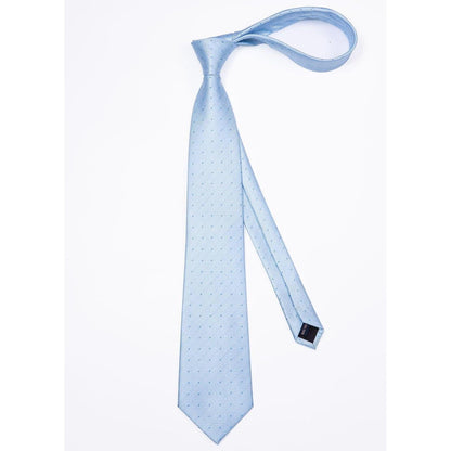 Krawatten-Set Herren Karo mit Einstecktuch Hellblau Formell Business