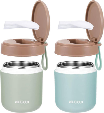 Edelstahl Thermobehälter 2er Set Vakuum Isoliert 430ml Kinder mit