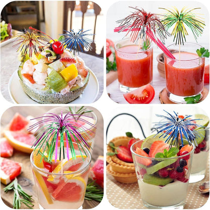 50 Cocktailspieße Feuerwerk Deko – 23cm Party Bar Getränke