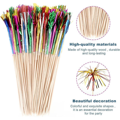 50 Cocktailspieße Feuerwerk Deko – 23cm Party Bar Getränke