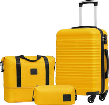 ABS Hartschale Koffer-Set 4 Rollen TSA-Schloss Gelb/Schwarz