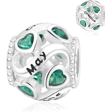 925 Sterling Silber Geburtsstein Charm Anhänger - Mai Herz Bead für Damen